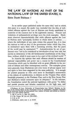 Law of Nations as Part of the National Law of the United States II