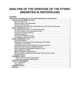 Analysis of the Genocide of Ethnic Minorities in Switzerland.