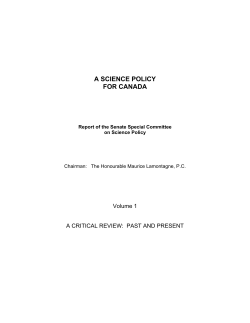 A SCIENCE POLICY FOR CANADA