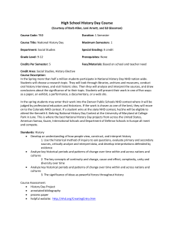 High School History Day Course - University of Colorado Denver