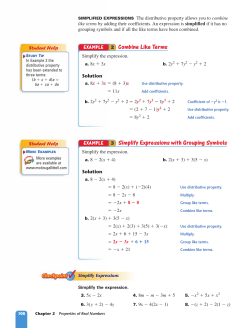 2 Combine Like Terms 3 Simplify Expressions with Grouping Symbols