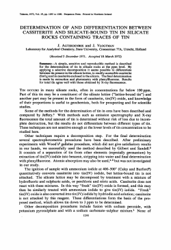 determination of and differentiation between cassiterite and silicate
