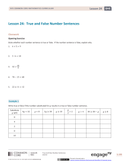 Lesson 24: True and False Number Sentences