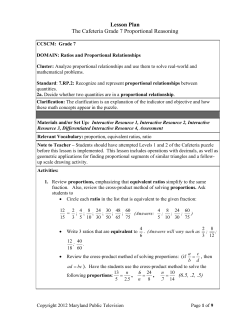 Proportional Applications Lesson and Resources (Grade 7)