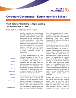 Corporate Governance - Equity Incentive Bulletin