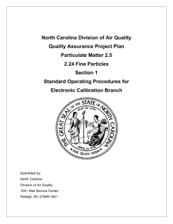 North Carolina Division of Air Quality Quality Assurance Project Plan