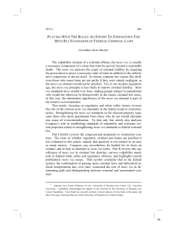 An Effort to Strengthen the Mens Rea Standards of Federal Criminal