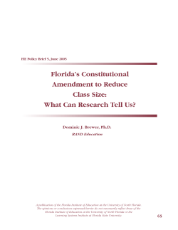 Florida`s Constitutional Amendment to Reduce Class Size: What