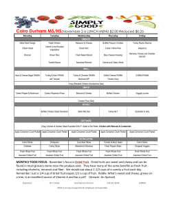 November 2015 District Menu