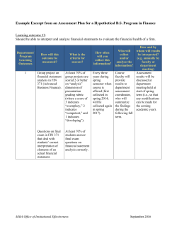 Example Excerpt from an Assessment Plan for a Hypothetical B.S.