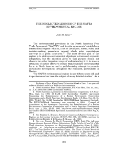 THE NEGLECTED LESSONS OF THE NAFTA ENVIRONMENTAL
