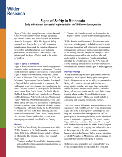 Signs of Safety in Minnesota - Early Indicators of Successful