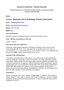 Expertise: Molecular and Cell Biology, Primary Cell Culture