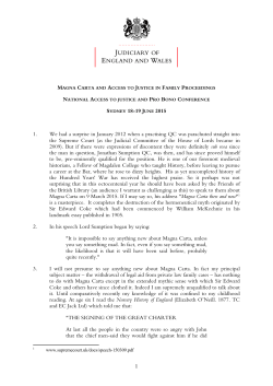 Speech by Hon Mr Justice Mostyn: Magna Carta and Access to