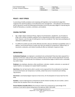 policy: heat stress causal factors definitions