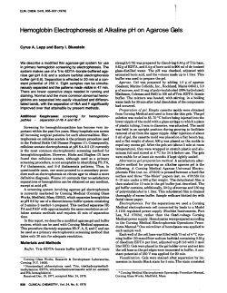 Hemoglobir Electrophoresisat Alkaline pH on Agarose Gels