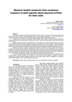 Mothers` beliefs moderate their emotional response to guilt appeals