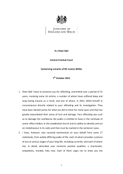 R v Ball sentencing remarks - Courts and Tribunals Judiciary