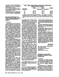 Sample/reagent volumeratIo Table 1. Effect of Sample