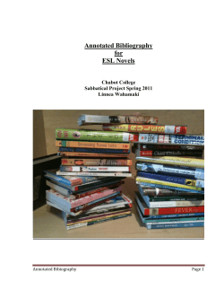 Annotated Bibliography for ESL Novels