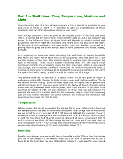 Part II -- The Techniques of Food Storage