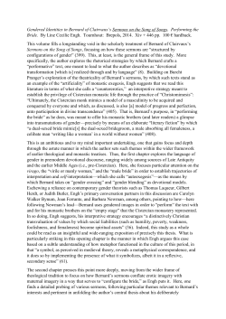 Gendered Identities in Bernard of Clairvaux`s Sermons on the Song