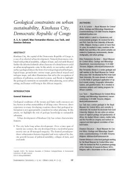 Geological constraints on urban sustainability, Kinshasa City