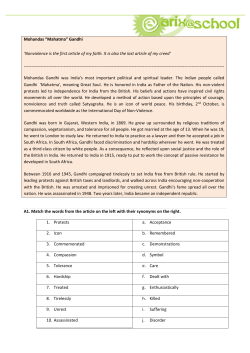 Mohandas &ldquo;Mahatma&rdquo; Gandhi `Nonviolence is the first article of my