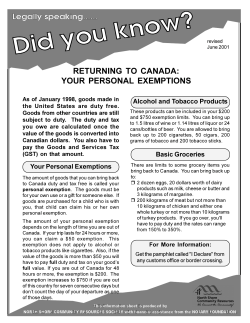 Returning to Canada - Your Personal Exemptions.p65