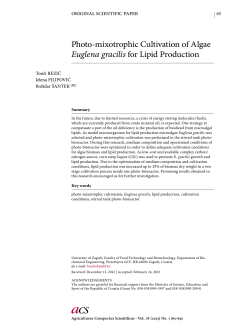 Photo-mixotrophic Cultivation of Algae Euglena gracilis for Lipid