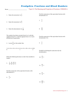 Prealgebra: Fractions and Mixed Numbers