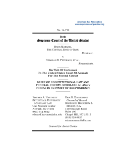14-770 Bank Markazi v. Peterson, Amicus Brief for Constitutuional