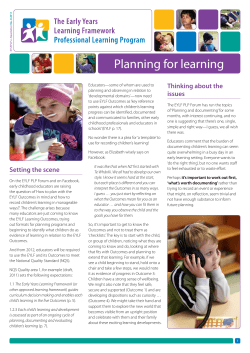 Planning for learning - Early Childhood Australia