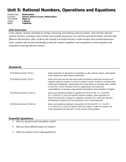 Unit 5: Rational Numbers, Operations and Equations