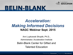 Acceleration: Making Informed Decisions