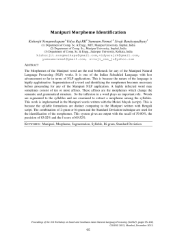 Manipuri Morpheme Identification - Association for Computational
