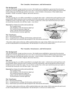 The Crusades, Renaissance, and Reformation The Background