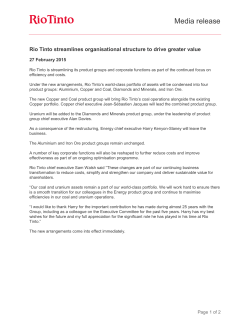 Rio Tinto streamlines organisational structure to
