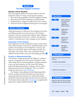 SECTION2 NEW ENGLAND COLONIES Summary