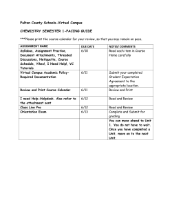 CHEMISTRY SEMESTER 1- Pacing guide
