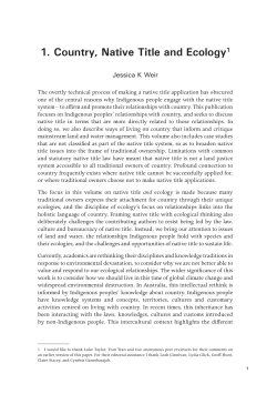 Country, Native Title and Ecology - ANU Press
