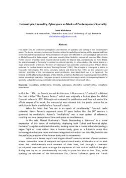 Heterotopia, Liminality, Cyberspace as Marks of