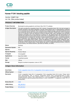 Human F13A1 blocking peptide