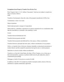 Exemptions from Property Transfer Fees (Excise Tax) West Virginia