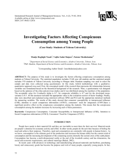Investigating Factors Affecting Conspicuous Consumption among