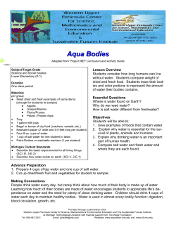 Aqua Bodies Lesson Plan K-2 - Western Upper Peninsula Center for