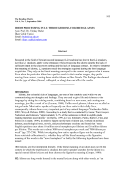 idiom processing in l2: through rose-colored glasses