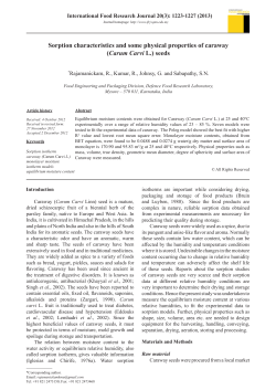 Sorption characteristics and some physical properties of caraway