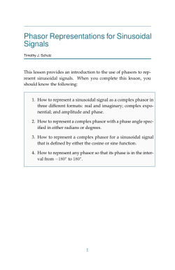 Phasor Representations for Sinusoidal Signals
