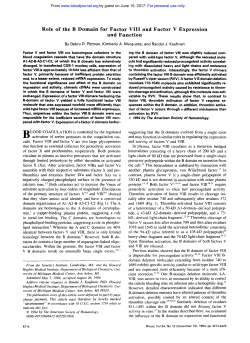 Role of the B Domain for Factor VI11 and Factor V